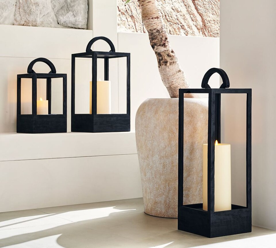 Decker Mango Wood Lanterns Black Pottery Barn Australia